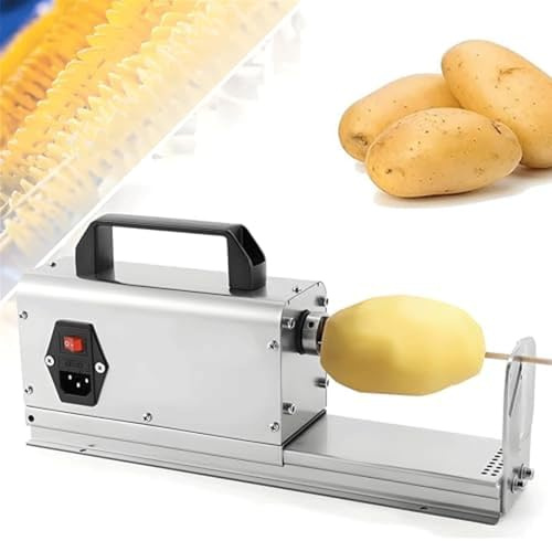 Cortadora Tornado Comercial, Cortadora Espiral Eléctrica de Patatas de Acero Inoxidable de 40 W con 3 Cuchillas y Control de Interruptor for Papas Fritas Rizadas y Giros, for Uso en Restaurantes