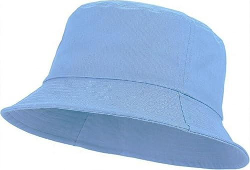 ZRWASKA® Unisex Bucket Hat Kids Reversible Boys, Girls Cotton Fishing Hats for Camping, Hiking, Traveling, Baseball Cap, Football Summer Beach Sun Hat Plain Colours Size 54 cm