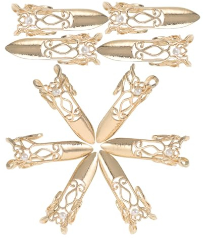 Artibetter 10 Anillos para Uñas de Aleación de Zinc Dorados Diseño Ajustable y Ligero para Disfraces Antiguos y Actuaciones de Festividades
