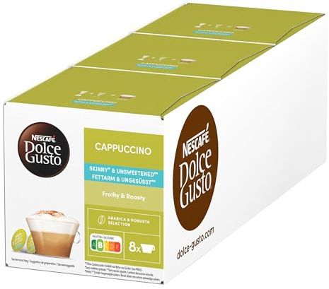 NESCAFÉ DOLCE GUSTO Cappuccino ungesüßt Kaffeekapseln 3er Pack (3 x 16 Kapseln)