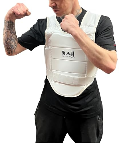 MAR | WKF-Styled Karate Chest Guard Body Protector Taekwondo Upper Body Belly Armour Adult Kids Men Ribs MMA Training Gear Martial Arts Sports Protection (M)