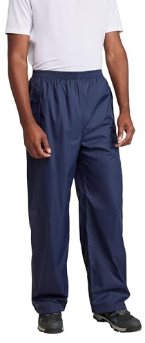 Mountain Warehouse Pakka Mens Waterproof Overtrousers | Lightweight & Breathable Rain Pants with Taped Seams, Easy to Use Packaway Bag & Comfy Elastic Waistband for Hiking & Walking