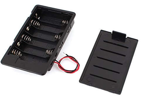sourcing map Kunststoff In Serie 6 x AA 1,5 V Batteriehalter Aufbewahrungskoffer mit Abdeckung