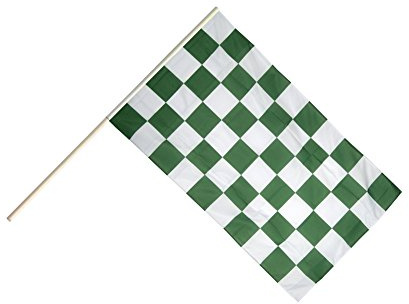 Flaggenfritze® Große Stockflagge Schwenkflagge Karo Grün-Weiß - 60 x 90 cm