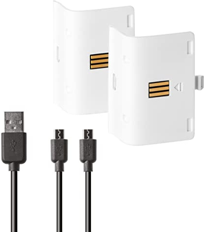 snakebyte Battery Kit - 2 Batterys 800mAh Each - White - Compatible with All Xbox One Controllers and with snakebyte Twin Charge X Charging Station
