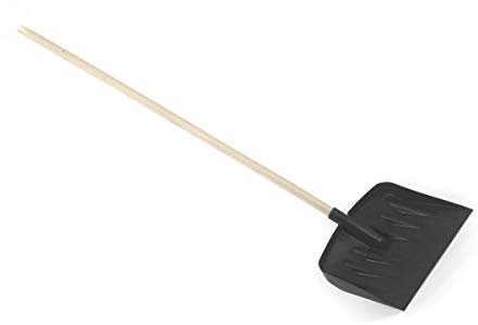 EarlyGrow MPL50050 Large 1.25m Heavy Duty Plastic Shovel/Scoop with 28mm Diameter Wooden Shaft for Mucking out, Snow, Waste, Debris, Leaves and More (Black)