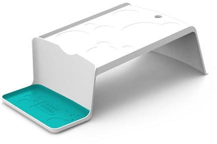 Smart Design Sud Station Angled Laundry Detergent Organizer with Drip Tray – Liquid Detergent & Fabric Softener Holder for Cabinet Storage – 5.8” x 12.7” – White