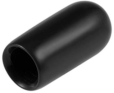 sourcing map 200pcs Rubber End Caps 5mm ID Vinyl Round End Cap Cover Screw Thread Protectors Black