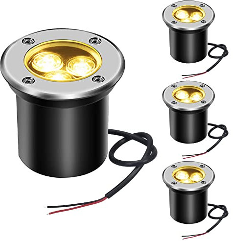 AHOTSUK Spot led extérieur encastrable 4 PACK 3W IP65 Spot Encastrable Led Terrasse Rond 300 Lumen Lampe d'éclairage de jardin extérieur, pour Jardin Chemin Cour Garage(blanc chaud)