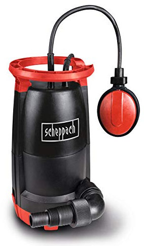 Scheppach SWP750 Schmutzwassertauchpumpe 750W | Fördermenge 20.000 L/h | Förderhöhe 8m Eintauchtiefe 7m | Partikelgröße 30mm | für Klar- & Schmutzwasserpumpe | Tauchpumpe mit Saugfunktion flachsaugend