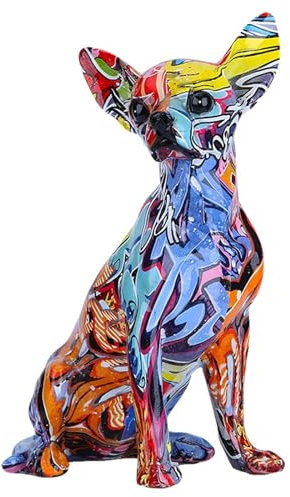 suruim Bunt Chihuahua Figur Deko, Bulldogge, Chihuahua, Hund, Statue, Wohnzimmer, Ornamente, Haus, Eingang, Weinkeller, Büro, Dekoration, Kunstharz, Handwerk