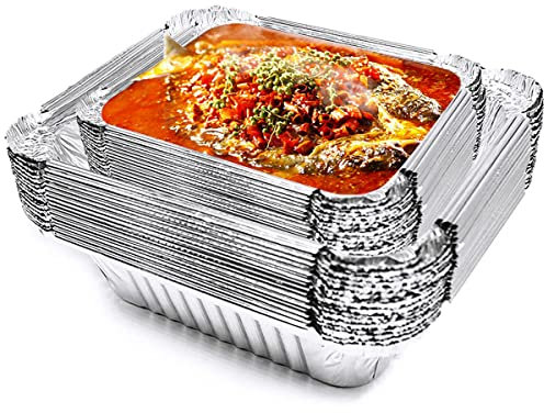 Jicyor 50 Stück Aluschalen Grill, Grillen Aluminium Tropfschalen,Fettauffangschalen,Alu Grillschalen,Aluschalen Klein,Einwegschale aus Aluminium,2 Größen Fettauffangschale