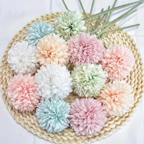 Fiori artificiali crisantemo palla fiori 12pcs bouquet colorato | Casa Ufficio Matrimonio Persone Importanti Glorioso Morale per il Caffè