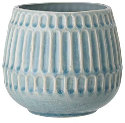 Nordring Retro Übertopf Vintage Pflanztopf für Zimmerplanzen Blumentopf Riff L (16,5 cm ø), Sky Blue, Keramik