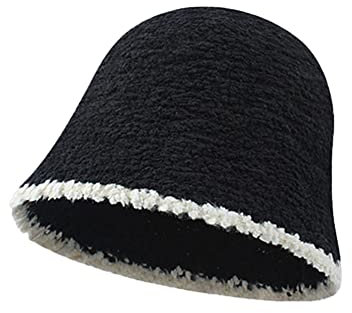 Damen Winter Kuppel Glockenhut Strick Fischerhut Fluffy Eimer Hut Bucket Hat Outdoor Wintermütze Strickmütze Freizeithut Flauschige Fischerhüte Faltbar Verdickt Warm Mütze Fischermütze Stil A One Size