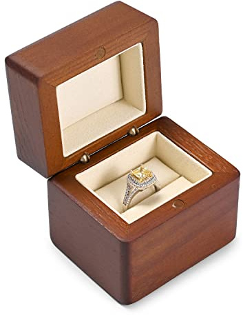 Oirlv Vintage Nussbaumholz Ringbox Hochzeits Schmuckkästchen | für Verlobungs Jahrestag Antrag Valentinstag Weihnachten(Cremeweiß)