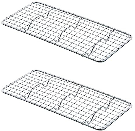 TrueCraftware Set mit 2 rechteckigen, verchromten Draht-Pfannenrosten in dritter Größe, 12,7 x 25,4 cm, passend für Plätzchenformen der dritten Größe, Kühlgitter zum Backen und Kochen