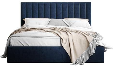 Mirjan24 Polsterbett Zorbo, Bettkasten mit Gasdruckfedern, Doppelbett, Lattenrost, Metallfüße, Elegantes Bett mit Polsterkopfteil, Bettgestell, Ehebett (Fresh 11, 180 x 200 cm)