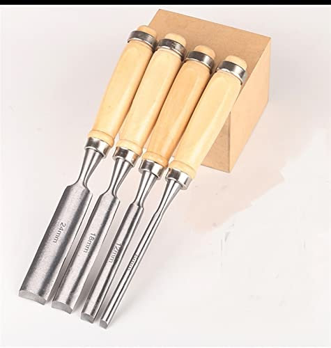 Samnuerly 4pcs 6,12,18,24mm Half Round Chisel Carving Set Wood Chisel Chisel Woodworking Tool (Blade Size: 4pcs, Blade Type: Half Round Chisel) (Half Round Chisel 4pcs)