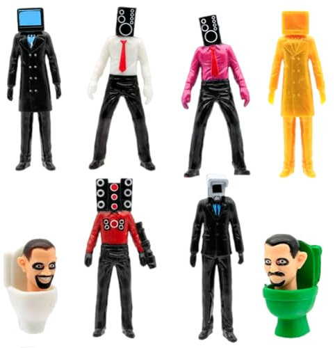 IOSCDH Ski-bidi-Toilet Figures, Toilet Toy Figuren Set 8Pcs Ski-Bidi Tabletop TOI-Let Figures Model TOI-Lettenpuppe Anime Spiel Ornament Modell Für Kinder Geburtstagsgeschenk D, YU7526