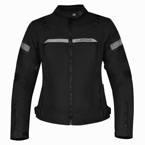 Chaqueta de moto para mujer con protectores homologados, súper transpirable, Negro , 3XL