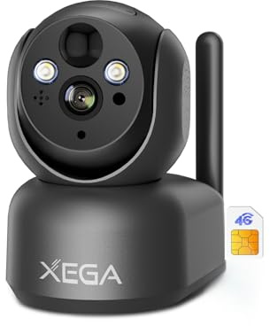 Xega 4G Cellular Security Camera Indoor Wireless, 2K PTZ No WiFi Camera for Home/RV/Travel/Pet/Baby with Phone App, Battery Powered Motion Detection Cloud/TF Built-in SIM Card(Subscription Required)