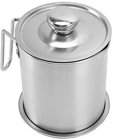 1,2-Liter-Speckfettbehälter mit feinmaschigem Sieb, Edelstahl-Speiseöldose mit herausnehmbarem Untersetzer für Frittieröl-Speisefett (1500 ml)