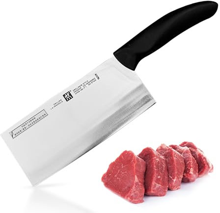 Zwilling Style Hackmesser 180mm, Chinesisches Kochmesser, Breites Klingenblatt, Rostfreier Spezialstahl/Kunststoff-Griff, Schwarz, Küchenmesser