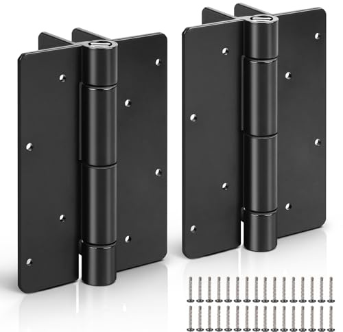 UCDOET Verbessertes 14,6 cm selbstschließendes Aluminium-Torscharnier, Zauntorscharnier für Aluminium, Vinyl, Eisen, Holztore, selbstschließende Kraft, verstellbare Federscharniere, 1 Paar (schwarz)