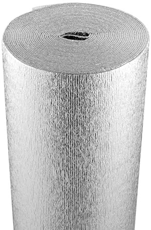 VEVOR Double Reflective Insulation Roll, Foam Core Radiant Barrier, 3.2 mm 48 in x 50 ft, Double-Sided Aluminum Foil EPE Foam Heat Reflective Shield, Thermal Insulation Roll for Window RV Roof