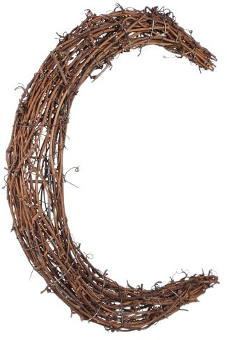 Housoutil Mondförmiger DIY-Rattan-Kranz, Weihnachts-Weinreben-Mondkranz, DIY-Bastelarbeiten In Mondform Kranz Reifen Weinzweig Für Weihnachten Outdoor-Dekoration