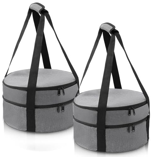 Yinder 2 Pieces Pie Carrier with Lid and Handle Pie Carrier Insulated Casserole Carrier Pie Carriers for Transport for 2 Pies Hot Food Carrier Food Containers for Party Camping(12.5 x 7.5 Inches)