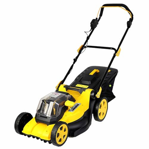 FfiMe Electric Lawn Mower, Li-Ion Battery Lawn Mower, 45L Large Grass Box, 33cm Cutting Width, 5 Adjustable Cutting Heights (25-70mm), Foldable for Storage, for Garden, Yard, Farm
