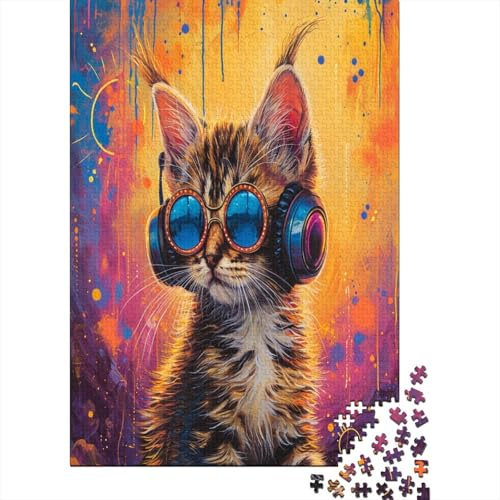 Puzzle Farbenfrohes Niedliche Katze Geschicklichkeitsspiel Erwachsene Puzzles Tier Clevere Rätsel 1000 Teile Geburtstagsgeschenk Für Erwachsene Für Erwachsene Kinder 1000pcs (75x50cm)