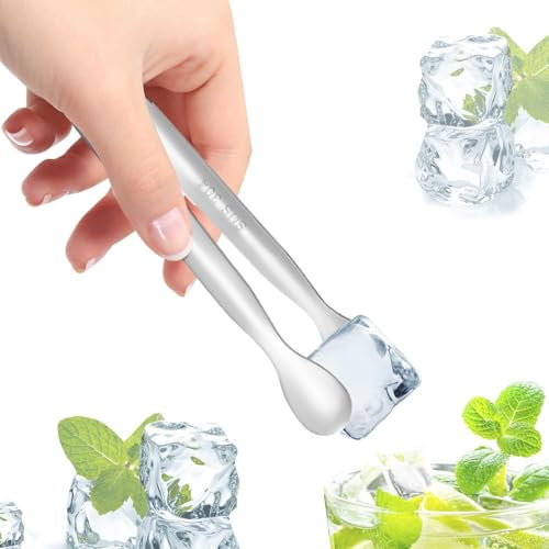 Pinze per caramelle, sicure per salumi e zucchero, in acciaio inox, a forma di U, portatili, adatte per cubetti di zucchero, ghiaccio, limone, fette di marshmallow (10,9 x 1,7 cm)