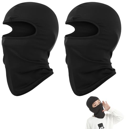 2 Pcs Kids Balaclava,Black Thermal Ski Mask Children's,Multipurpose Winter Childrens Head Face Full Masks,Snoods Fleece Windproof Warmer Neck Snood Balaclavas Helmet Hat for Baby Boys Girls Cycling