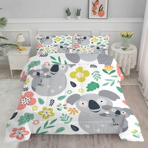 Linfye Bettdecke 140x200 4 Jahreszeiten Tier Koala Steppdecke 140x200 Vierjahreszeiten Schlafdecke Ganzjahresdecke, Bettdecken Wende Waschbar Bettdecke Ohne Bezug Anti-Allergene BC200