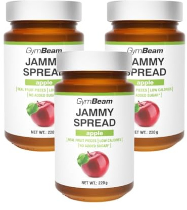 GymBeam Marmellata Senza Zucchero Jammy Spread - Sapore di Frutti di Bosco, Facile da Spalmare, Con Pezzi di Frutta, Ideale per Perdita di Peso (220 g (3er pack), Apple)