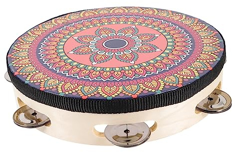 JOINPAYA Tambourine Für Handtrommel Mit Einem Reihen Schellen Für Musikunterricht Und Auftritte Robuster Körper Mit Angenehmem Griff Fördert Musikalische Fähigkeiten Und Kreativität