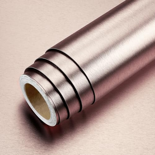 LaCheery Carta Adesiva per Mobili Rosa Lucida Effetto Metallo Acciaio Inox Cucina 40cm x 200cm Pellicola Adesiva per Mobili PVC Vinile Impermeabile Rotolo Adesivo Rosa per Frigorifero Tavoli Armadio