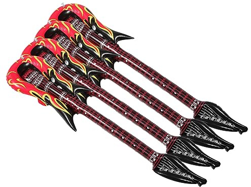 DRESSOOS 4pezzi Strumento Gonfiabile Chitarra Per Ragazzo Giocattoli Gonfiabili Riutilizzabili Per Feste Compleanno Spiaggia e Giochi d