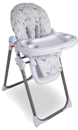 My Babiie MBHC8 Premium Highchair – Adjustable, 3 Recline Positions, 6 Height Settings, Removable Tray, Padded Seat, Foldable, for Toddler, from 6 Months to 3 Years (15kg) – Safari