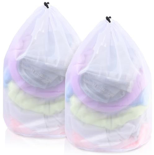 Dntorx 2 Stück Wäschenetz für Waschmaschine, 60 x 80 cm Wäschesack Waschmaschine Wäschebeutel mit Kordelzug Laundry Bag für Hemden Pullover Mäntel Jeans Unterwäsche Wohndecke