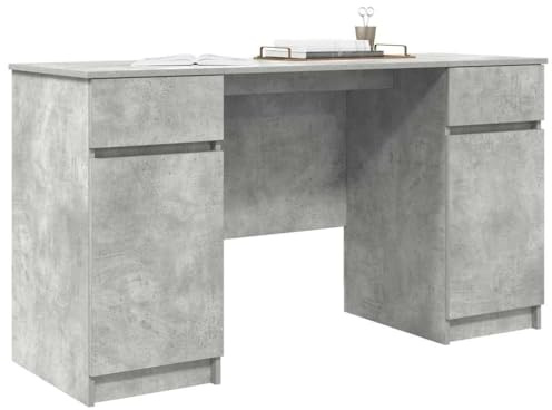 vidaXL Moderner Beton Grau Studiertisch mit viel Stauraum | Holzwerkstoff Ideal für Büro und Zuhause Maße 140X49X76 cm Stylisches, langlebiges Design für Schreib- und Arbeitstisch Möbel kompakt