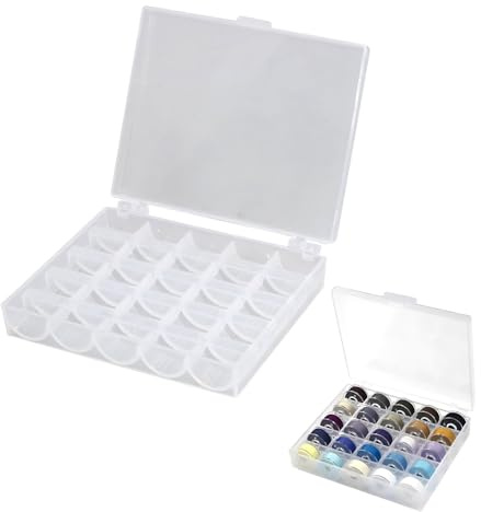 1pcs De 25 Fentes Vides Bobines Bobines Boîte,Boîte En Plastique De Rangement De Récipient De Support De Canette,Plastique Couture Artisanat Boîtier,Convient Pour Le Stockage Des Bobines