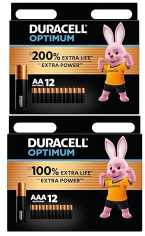 24 x Duracell (AAA und AA) Optimum (1 Blisterverpackung mit 12 AAA-Batterien und 1 Blistercard mit 12 AA-Batterien), 24 Batterien (MX2400/Mini Stil/Micro und MX1500/Stil/Micron)