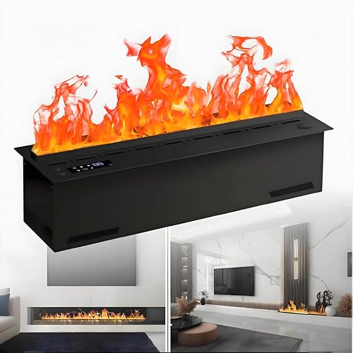 Umidificatore per camino,caminetti ad acqua atomizzata,fiamma atomizzata realistica multicolore regolabile da incasso,camino a vapore con telecomando,tre metodi di controllo Remotecontrol-100cm
