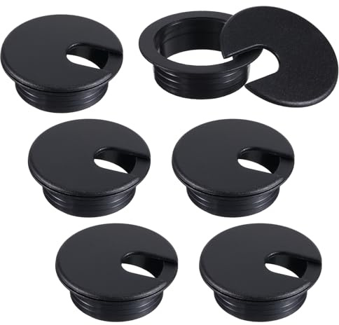 6 Pcs 35mm Desk Grommet, Plastic Desk Cable Hole Cover Round Wire Grommet for Organizing Office Computer Table Wires and Cords