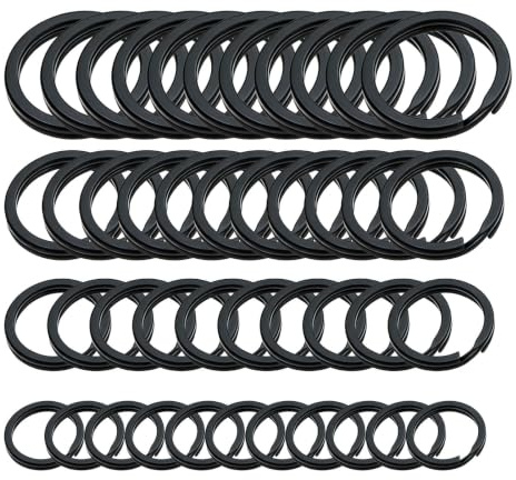 40 Pièces Anneau Porte Clé Anneau En Métal Noir Rond Anneau 20mm 25mm 30mm 35mm Pour Clé, Pendentif, Artisanat