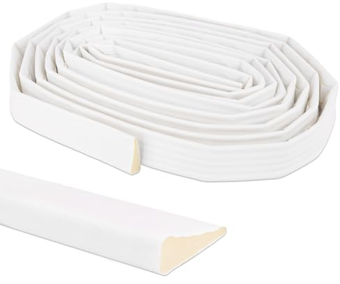 Goktvai 3 m Guarnizione a Cuneo per Porta & Finestra, Schiuma Autoadesiva Paraspifferi Nastro Isolante Insonorizzato Impermeabile Riempitivo Fessure Porta per Casa Bloccante Rumore Luce, Bianco